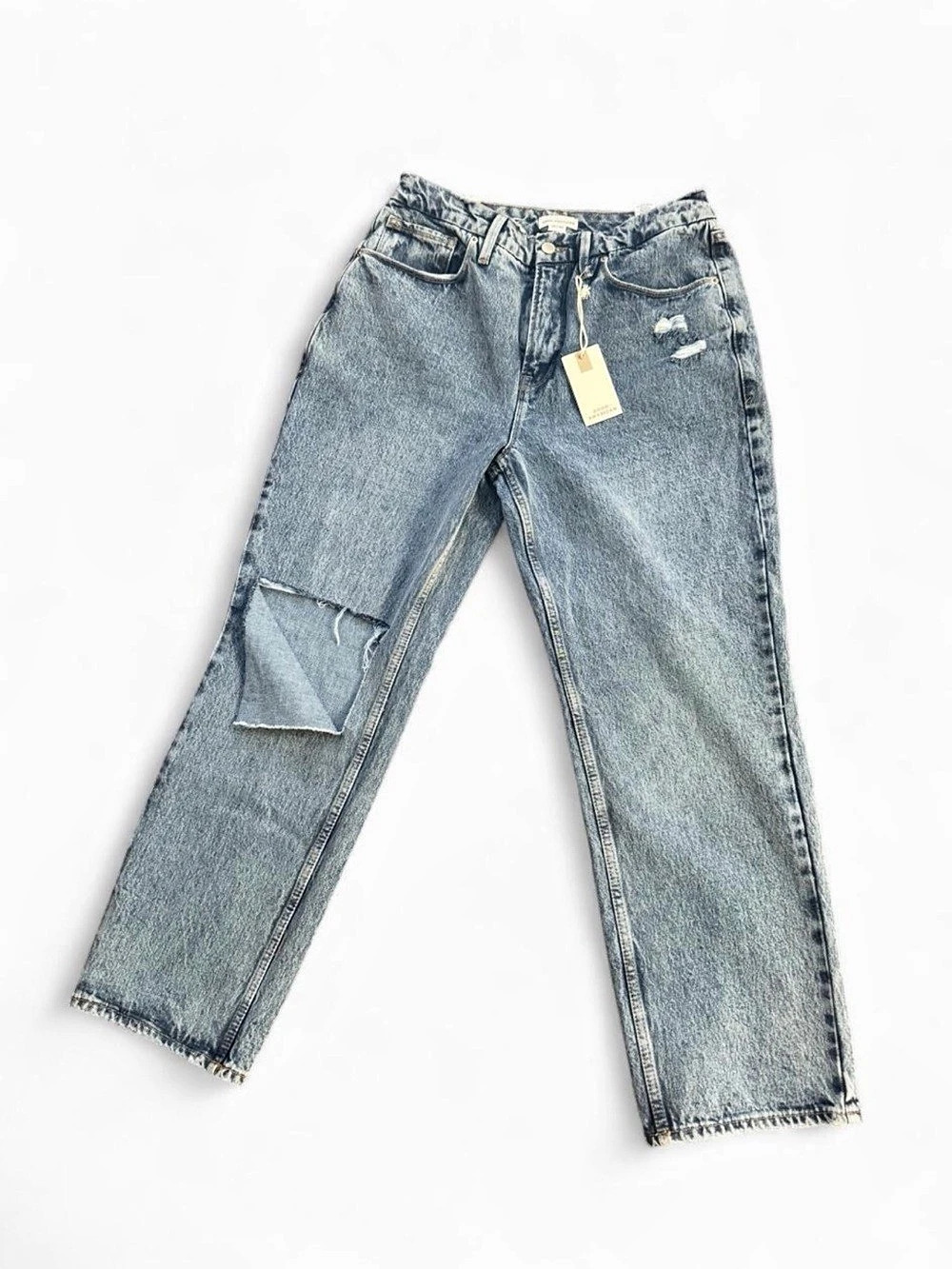 Good American Good Vintage Ripped Straight Jean Blue Waist 30